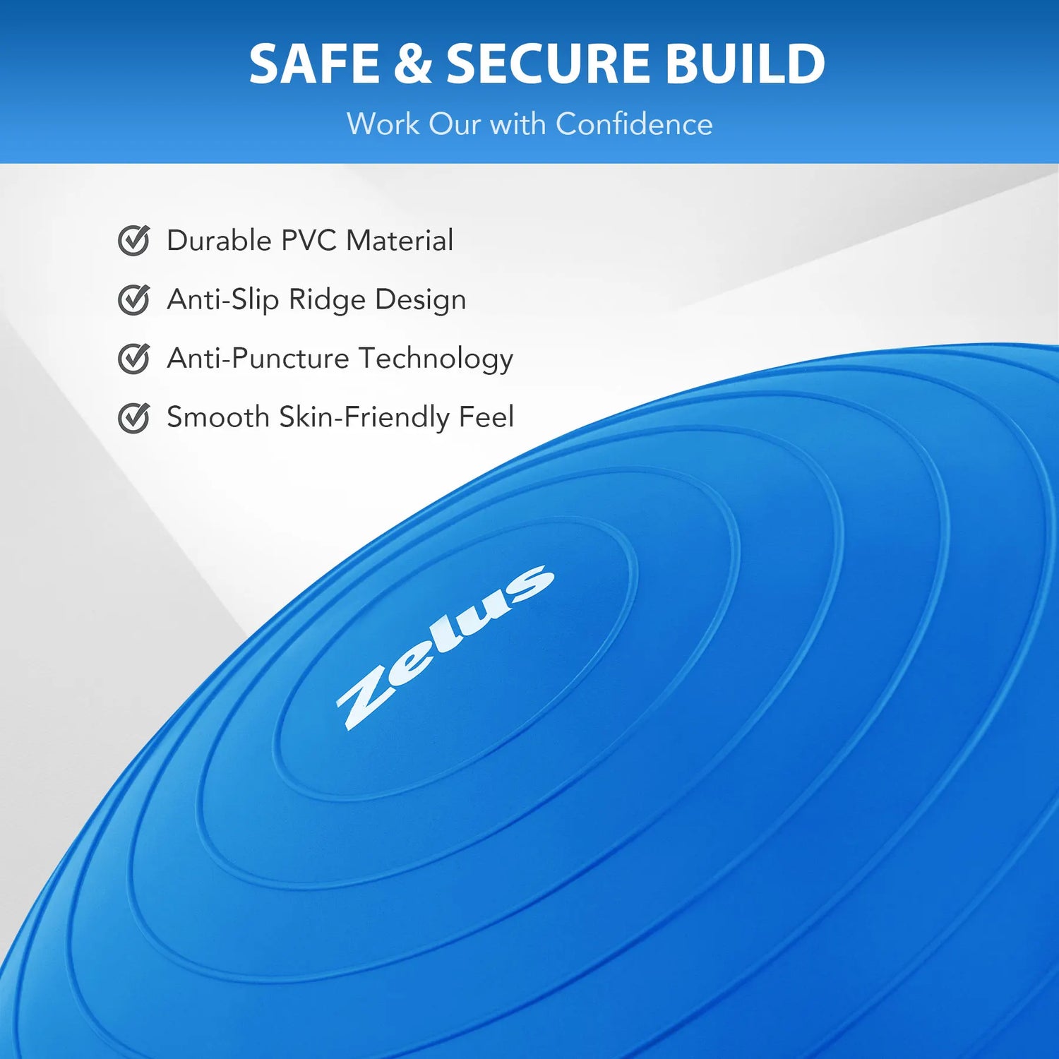 ZELUS Half Ball Balance Trainer with with Resistance Bands and Foot Pump, 23" Inflatable Balance Ball Half Yoga Ball Wobble Ball