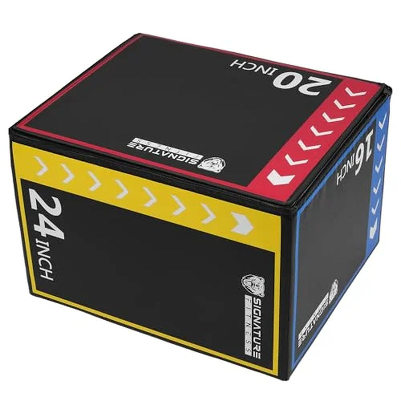 3-In-1 Rotatable Plyometric Jump Box, Jumping Exercise Trainer with anti Slip Surface & High Density Foam, Fitness Training, Easy to Clean, 16’’ × 20’’ × 24’’, Multi-Color