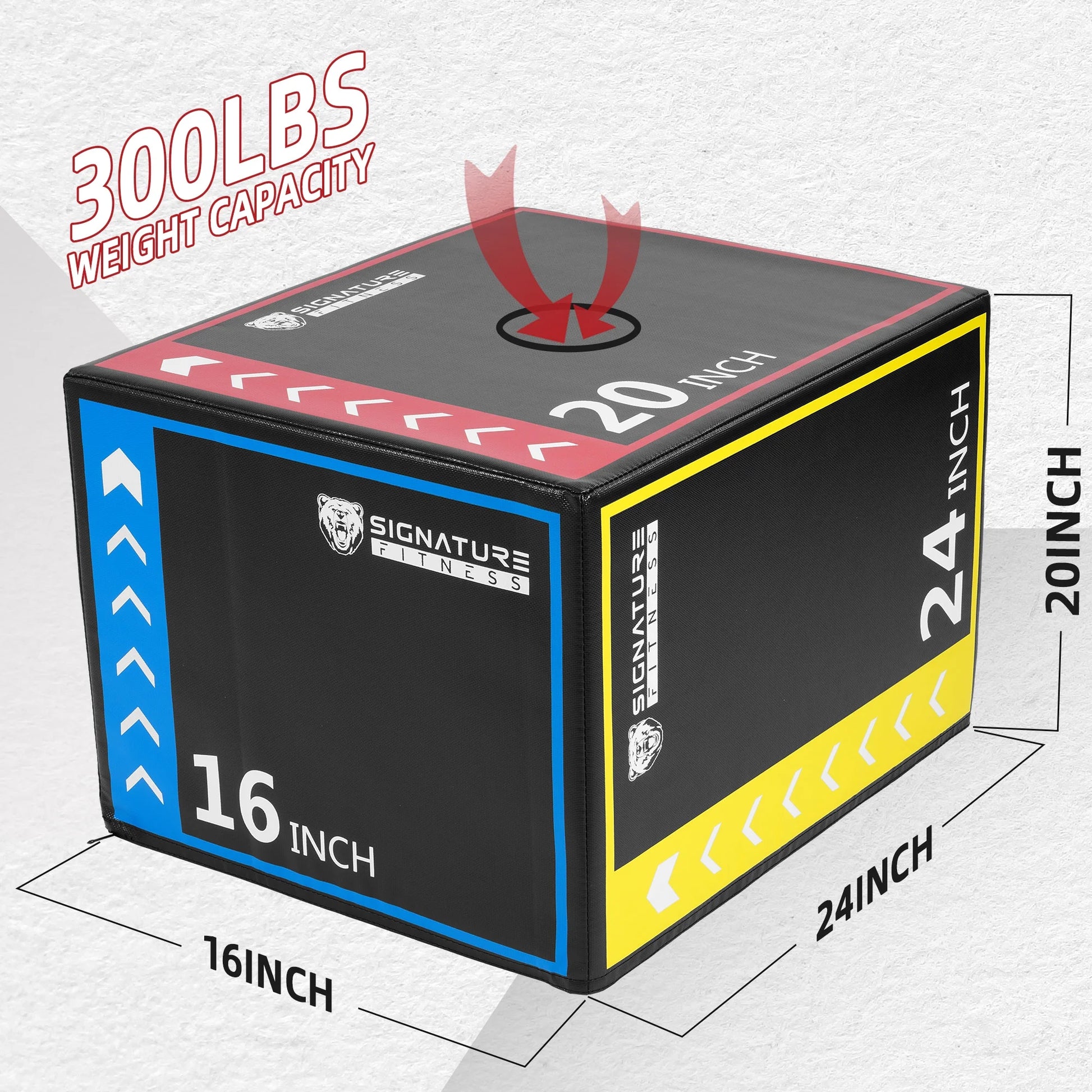 3-In-1 Rotatable Plyometric Jump Box, Jumping Exercise Trainer with anti Slip Surface & High Density Foam, Fitness Training, Easy to Clean, 16’’ × 20’’ × 24’’, Multi-Color