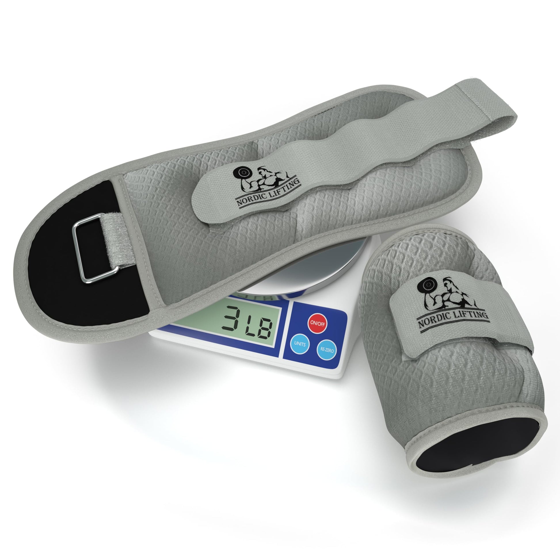 Adjustable Ankle/Wrist Weights (1 Pair) – for Women, Men & Kids - Grey, 3Lbs